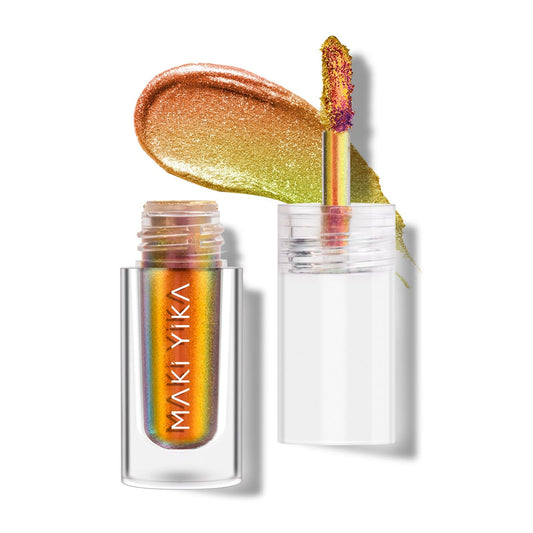 Maki Yika Glitter Eyeshadow Gold Liquid Multichrome Eyeshadows Long Lasting Metallic Chameleon Eye Shadow Smudgeproof Holographi