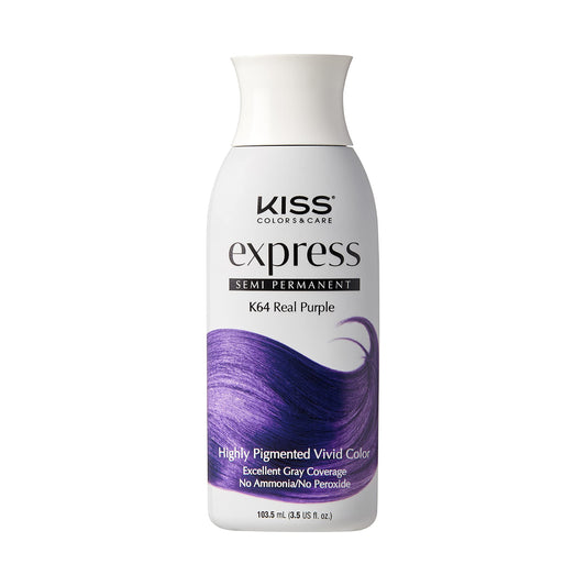 Kiss Express Semi-Permanent Hair Color 100Ml (3.5 Us Fl.Oz) (2 Pack, Real Purple)