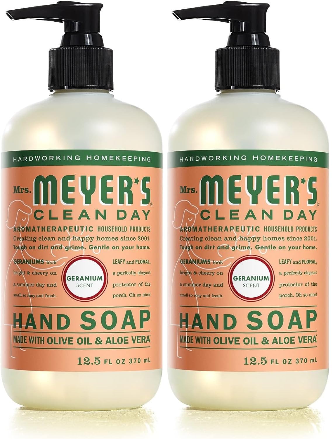 Mrs. Meyer'S Clean Day Hand Soap, Geranium, Made With Essential Oils, 12.5 Oz- Pack Of 2