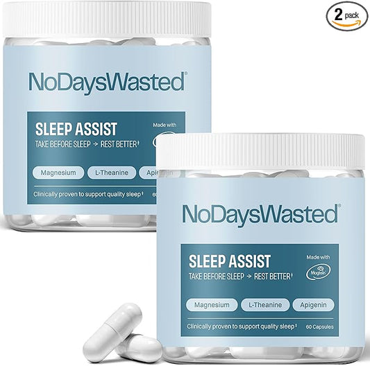 Magnesium Supplement - Magnesium Threonate, Chelated Magnesium Bisglycinate, L-Theanine & Apigenin - Rest Assist - Powerful Blend for Restful Nights - 120 Capsules