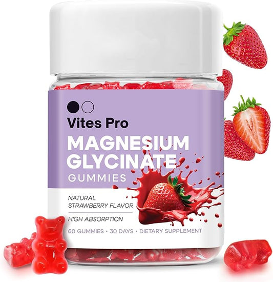 Magnesium Glycinate Gummies – Magnesium Complex, Chewable Supplement, Calm Support, Promotes Sleep & Relaxation, Muscle Recovery, Threonate, for Adults – Strawberry Flavor, 60 Count, 30-Day