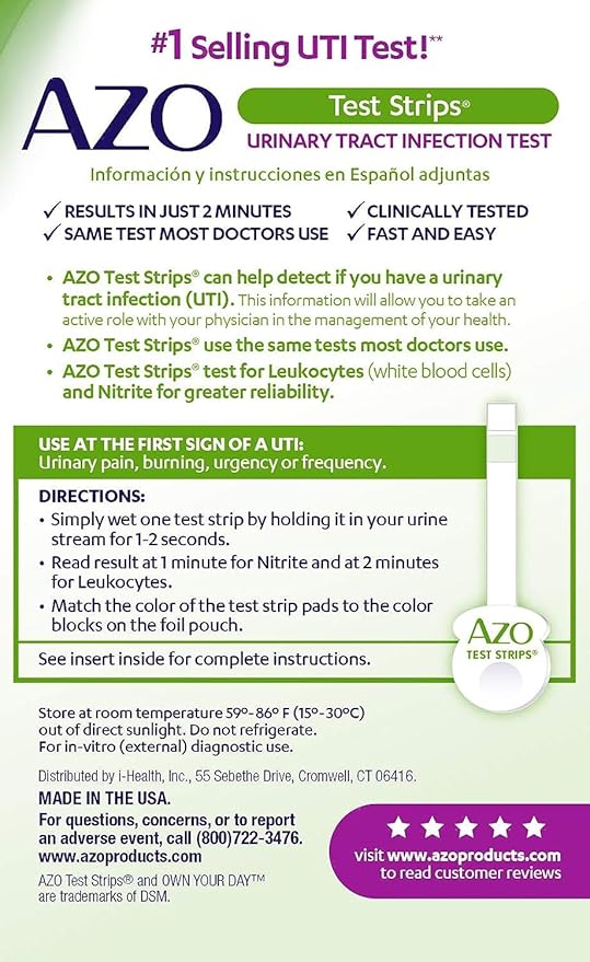 AZO UTI Pain Relief Bundle UTI Test Strips 3ct, Urinary Pain Relief Max Strength 24ct, Cranberry Pro Supplement 100ct