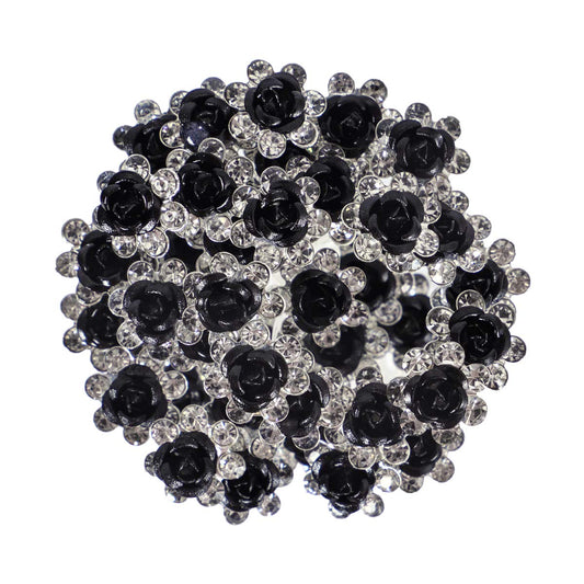 Betiteto 40 Pcs U-Shaped Flower Rhinestone Hair Pins Crystal Hair Accessories For Bridal Wedding Party Girls' Sweet Sixteen (Bla