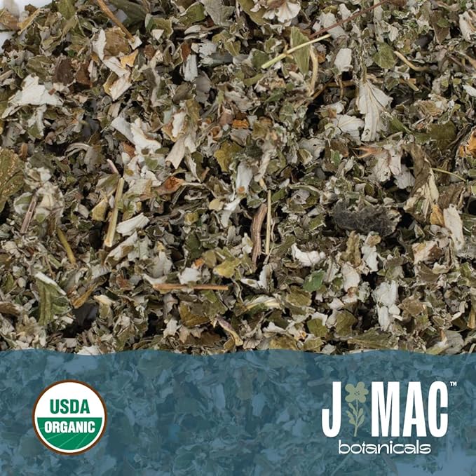 J MAC BOTANICALS, Organic Red Raspberry Leaf, Herbal Tea (16 Ounce Bag 200+ Cups) Cut & sifted Dried Leaf