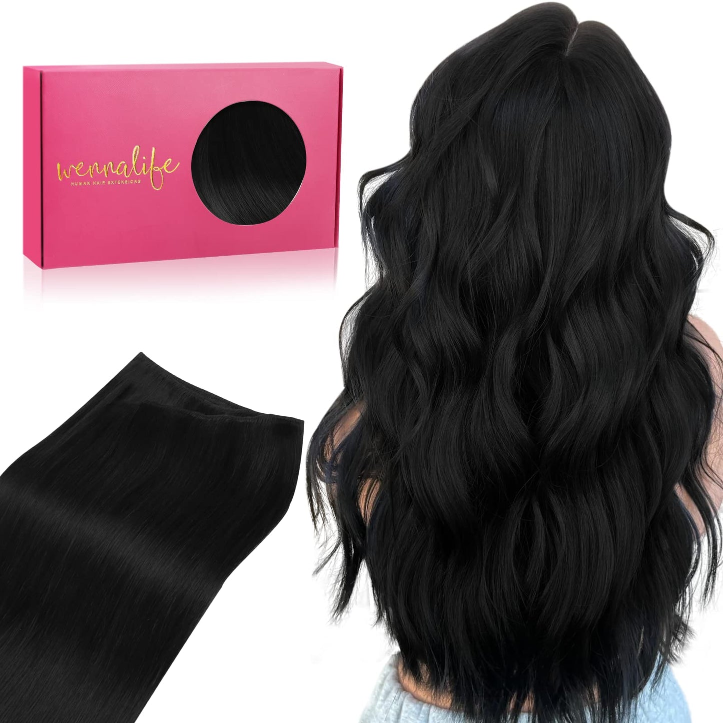 Wennalife Sew In Hair Extensions Real Human Hair, 22 Inch 110G Ash Blonde Highlighted Platinum Blonde Machine Weft Hair Extensio