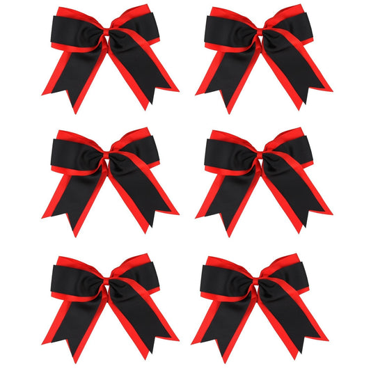 8 Inch 2 Colors 2 Layers 6 Pcs Jumbo Cheerleader Bows Ponytail Holder Cheerleading Bows Hair Elastic Hair Tie For High School Co