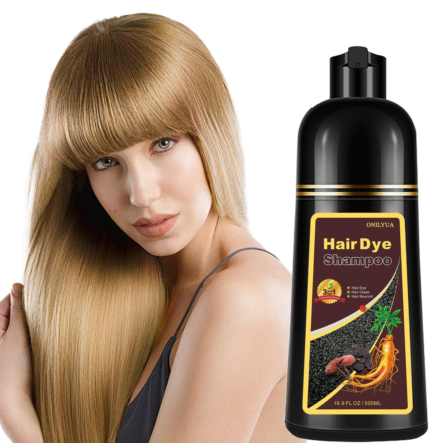 Fvquhvo Blonde Brown Hair Color Shampoo For Women And Men, Instant Brown Hair Dye Shampoo 3 In 1, Shampoo Hair Dye Works In Minu