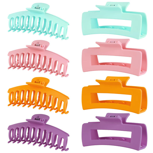 Luseren 8 Pack Colorful Hair Clips For Women 4.3 Inch Large Hair Claw Clips For Women Thin Thick Curly Hair, Big Banana Clips,St