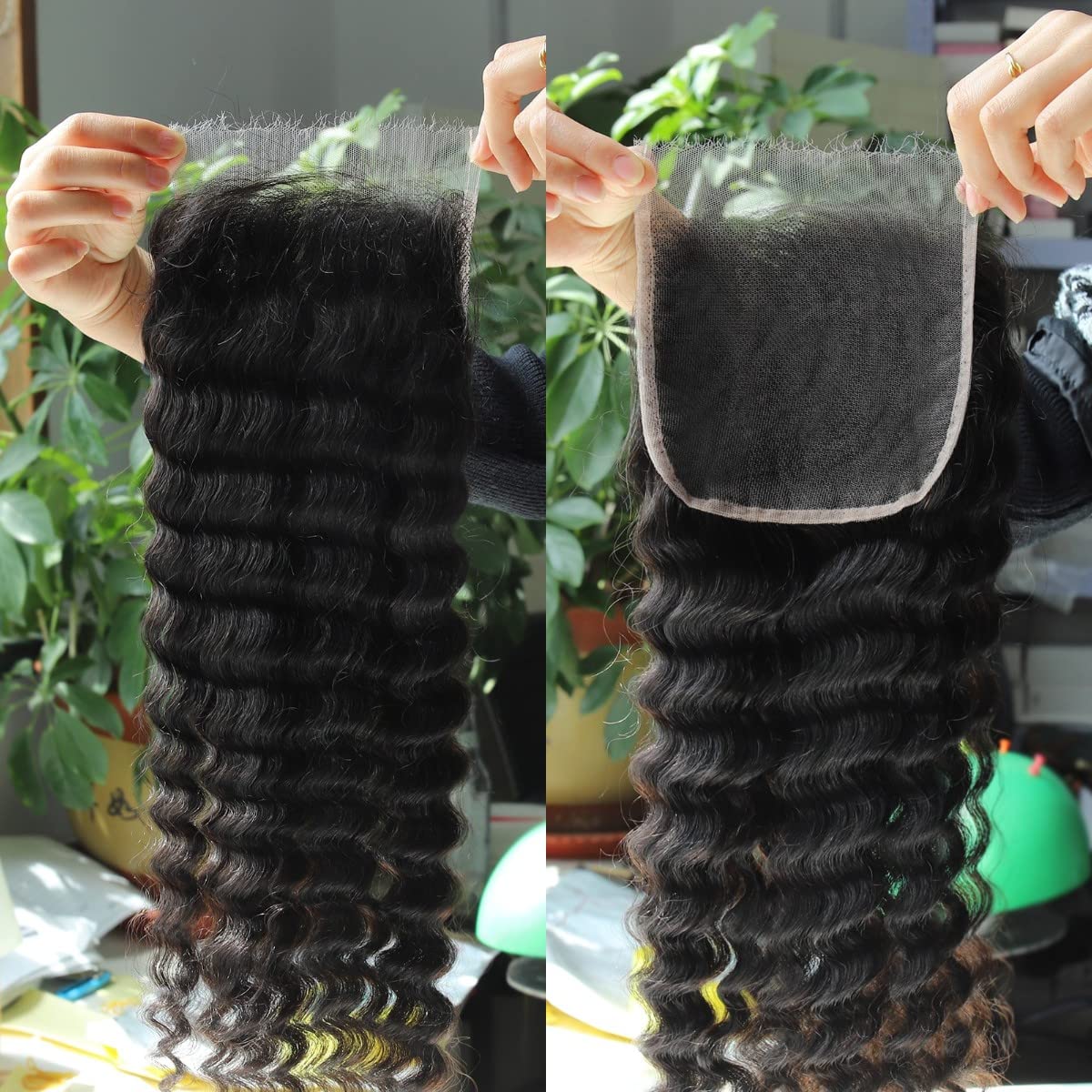 Beeos 5X5 Skinlike Real Hd Lace Closure Only, Deep Wave 0.10Mm Ultra-Thin Melted Swiss Lace Closure Piece Pre-Plucked Natural Ha