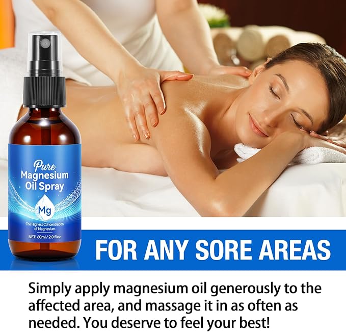 Pure Magnesium Oil Spray,Topical Magnesium Oil Spray-Made with Concentrated Pure Magnesium Chloride Oil 4 fl oz
