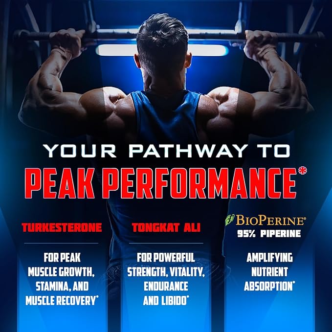 Old School Labs Turkesterone Supplement for Men 15,000mg [Max Potency] + BioPerine® for High Absorption - Tongkat Ali for Men - Increase Muscle Growth & Recovery, Drive & Stamina - USA Made - 120 Caps