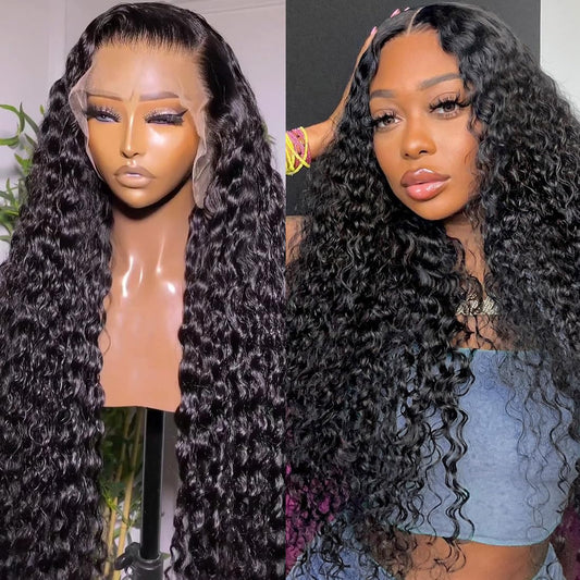 Lace Front Wigs Human Hair: 13X6 Deep Wave Lace Frontal Wigs Human Hair Glueless Wigs For Women 180% Density Hd Transparent 24 I