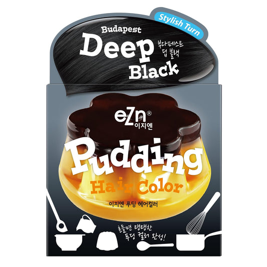 Ezn Pudding Hair Dye Ammonia Free Semi-Permanent Self Hair Dye Diy Kit Included Contain Keratin Made In Korea Beauty (Deep Black