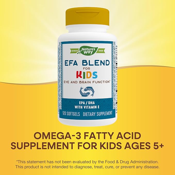 Nature's Way EFA Blend for Kids with vitamin E, Supports Eye and Brain Function*, 120 Softgels