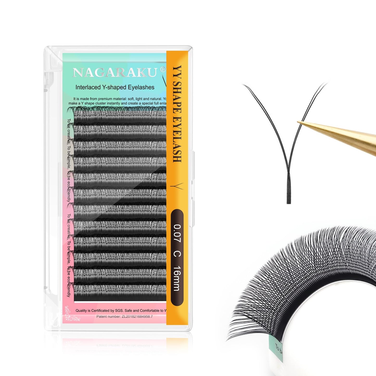 Nagaraku Yy Eyelash Extensions Supplies Y Lash 0.07Mm C Curl 16Mm Premade Fans 4D Russian Volume Y Shape Faux Mink Matte 12 Rows