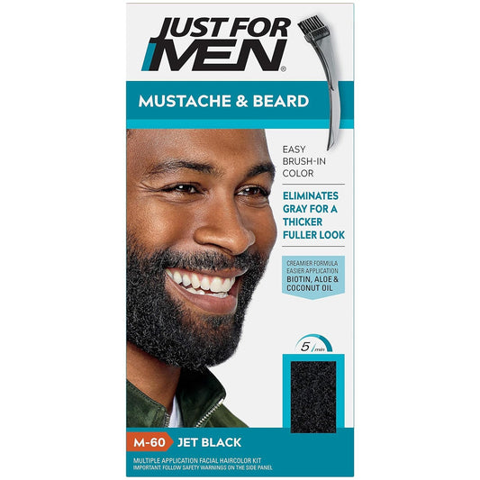 Just For Men Brush-In Color Gel For Mustache & Beard, Jet Black M-60 1 Ea