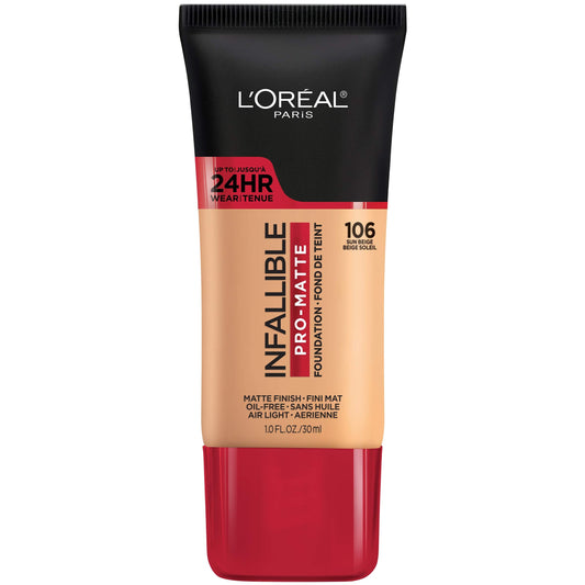L'Oreal Paris Cosmetics Makeup Infallible Pro-Matte Liquid Longwear Foundation, Sun Beige, 1 Fl Oz