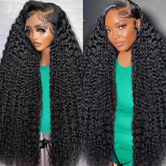 200% Density 13X6 Hd Transparent Curly Lace Front Wig Human Hair Pre Plucked Glueless Kinky Curly Lace Front Wig Human Hair Wigs