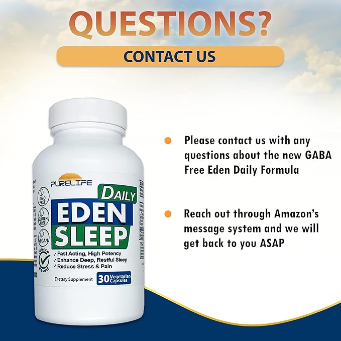 Eden Daily Sleep [New GABA Free Formula] – Fall Asleep Faster, Relax Your Muscles, Promote Deep and Restful Sleep (30 Vegan Capsules)
