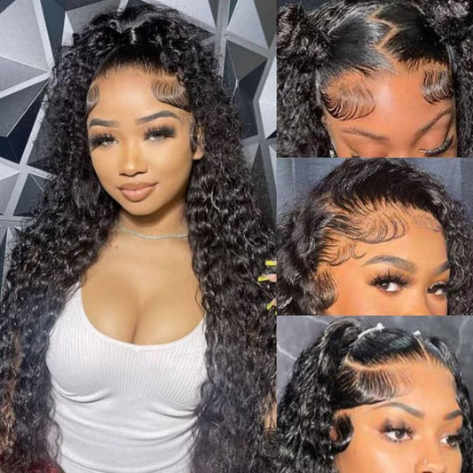 Juvid 13X6 Lace Front Wigs Human Hair 13X6 Deep Curly Hd Lace Frontal Wigs For Black Women 180% Density Glueless Jerry Curly Tra