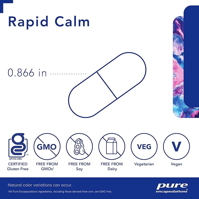 Pure Encapsulations Rapid Calm - Stress & Sleep Support Supplement - Contains Vitamin B6, Zembrin & Suntheanine L-Theanine - Non-GMO, Gluten-Free & Vegan - 30 Capsules