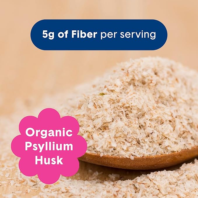 Bellway Super Fiber Powder + Fruit, Sugar Free Organic Psyllium Husk Powder Fiber Supplement for Regularity, Bloating Relief & Gut Health, Non-GMO, Plant-Based, Mixed Berry (50 Servings)