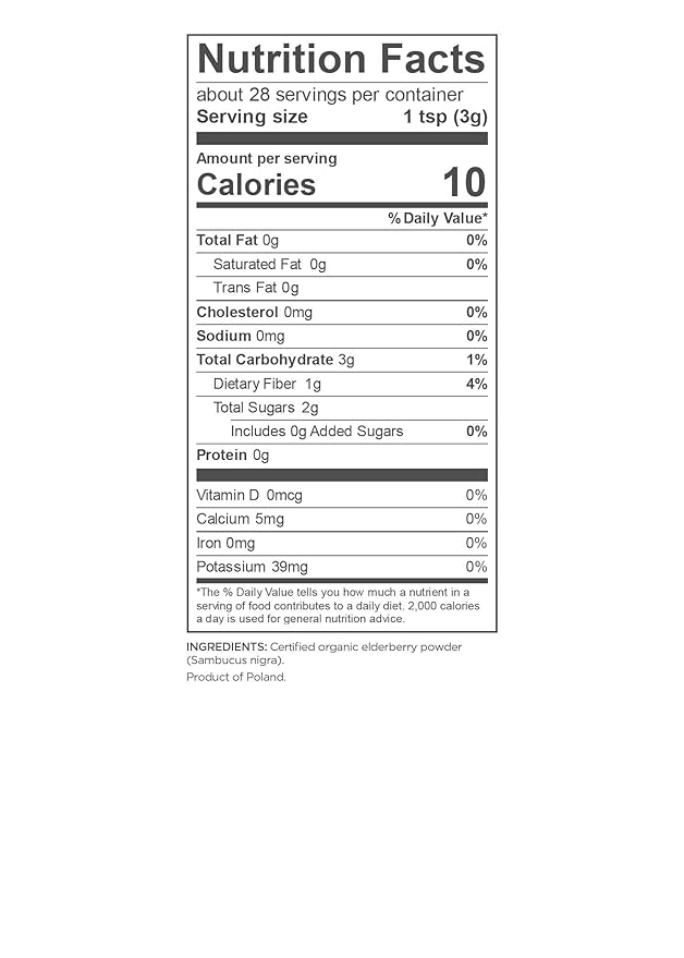 Navitas Organics Elderberry Powder, 3oz Bag, 28 Servings — Organic, Non-GMO, 100% Whole Elderberry Powder for Immune Support (Pack of 3)