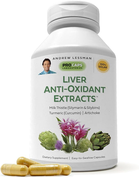 ANDREW LESSMAN Liver Anti-Oxidant Extracts 30 Capsules - Supports The Hard-Working Tissues of The Liver, Promotes Optimum Liver Health and Function. Milk Thistle, Turmeric and Artichoke Extracts