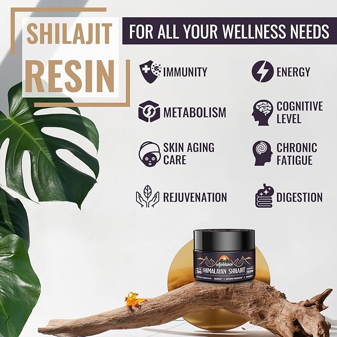 Ajoblanco 600mg Shilajit Pure Himalayan Organic Shilajit Resin - Himalayan Shilajit Resin with Organic Ayurvedic Blend in High Potency for Energy, Strength & Immunity, Pack of 2