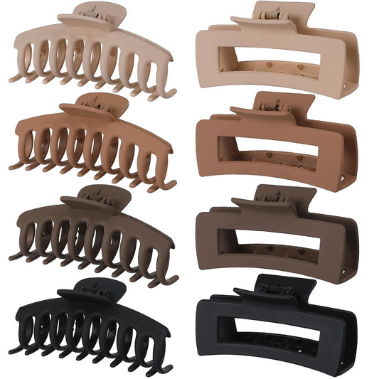 Mandydov Hair Clip, 8 Pcs Non-Slip Matte Hair Claw Clips For Women, Strong Hold Clips For Thick Thin Hair, Large Size, Multicolo
