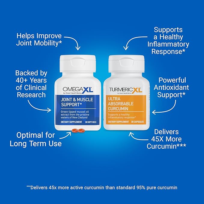 OmegaXL Powerful Joint and Muscle Support Supplement (60 Count) & TurmericXL (30 Count)