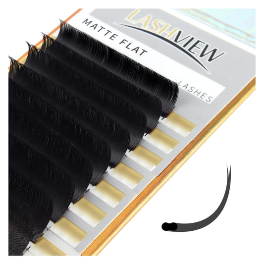 Lashview Eyelash Extensions,Ellipse Flat Eyelash Extensions 0.20Mm D Curl 8-15Mm Mixed Tray,Mink Black,Individual Lashes,Super M