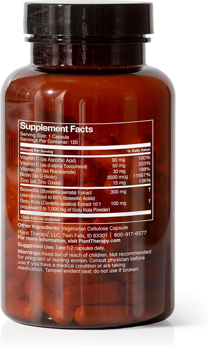 3-in-1 Hair, Skin, Nails Herbal Supplement Capsules with Tart Cherry and Elderberry Herbal Supplement Capsules