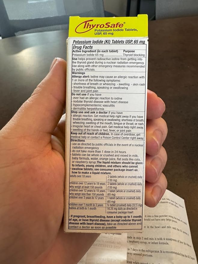 65mg Potassium Iodide Tablets (960 Pack) - Protects Your Thyroid from Nuclear Radiation Exposure