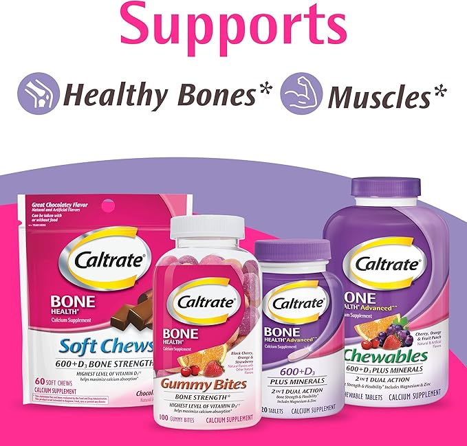 Caltrate 600 Plus D3 Calcium and Vitamin D Supplement Tablets, Bone Health Supplements for Adults - 60 Count (Pack of 2)