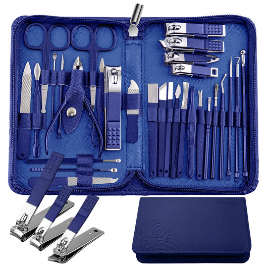 Manicure Set 30-Piece Woama Nail Clippers Pedicure Kit Manicure Kit Professional Nail Kit For Toenail Fingernail Facial Care - B