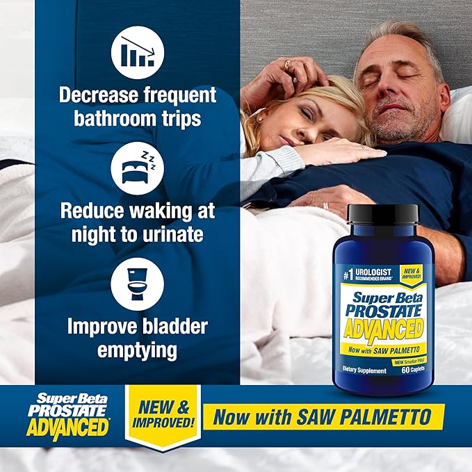 Advanced with Saw Palmetto - Prostate Health Supplements for Men, Bladder & Urinary Support with Beta-sitosterol, Reishi, Saw Palmetto, Vitamin D, Zinc Oxide, Selenium - 120 Count
