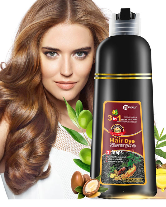 Leorx Hair Dye Shampoo, 3 In 1 Brown Color Shampoo Hair Dye For Refresh Hair Instant Herbal Coloring Shampoo For Women&Men - Tin