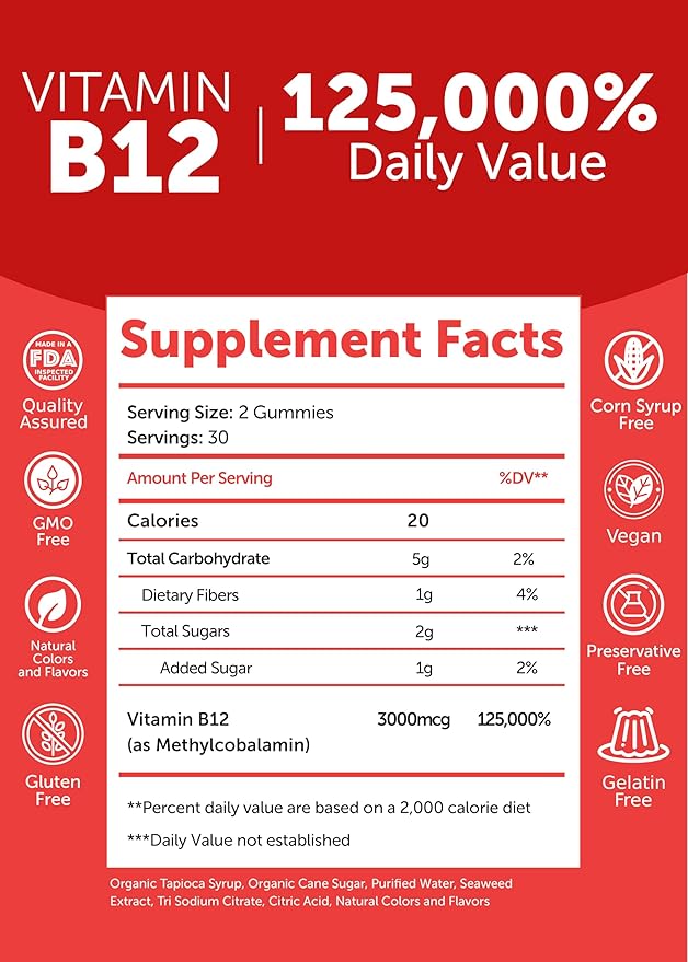 Lunakai Vitamin B12 and Vitamin D3 Gummies Bundle - 3000 mcg B12 and 25 mcg 1000 UI VIT D3 - Gluten Free, No Corn Syrup, Organic, Non-GMO, Plant Based Gelatin Free