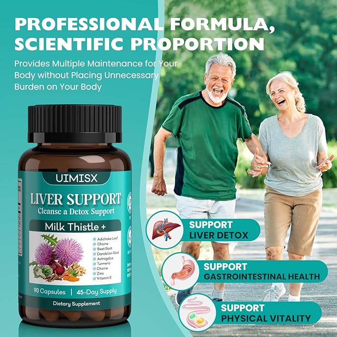 Milk Thistle Supplement - Liver Detox Cleanse Formula Herbal Liver Support with Milk Thistle, Dandelion Root, Artichoke, Turmeric, Astragalus for Liver Health, 90 Capsules-16