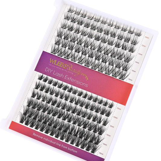 Wleec Beauty Lash Clusters Diy Eyelash Extensions, 156Pcs Individual Lashes D Curl Clusters Eyelash Extensions (Lc85, 2 Styles M