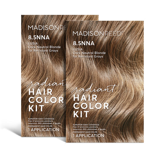 Madison Reed Radiant Hair Color Kit, Dark Neutral Blonde For 100% Gray Coverage Of Resistant Gray Hair, Ammonia-Free, 8.5Nna Lus