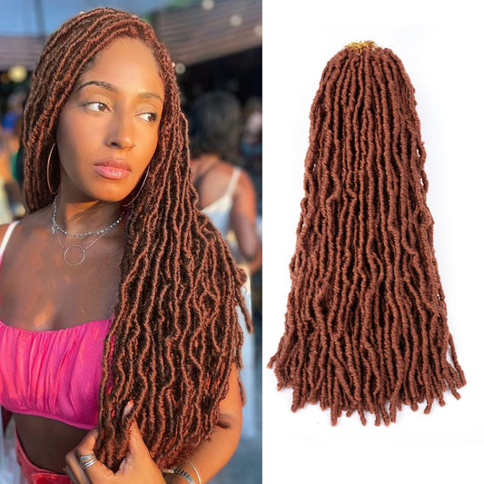 Locsguard Ginger Faux Locs Crochet Hair Soft Locs 24 Inch 7 Packs Braiding Hair Natural Butterfly Locs Crochet Hair For Black Wo