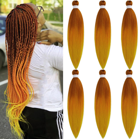 Ai Yuchen Ombre Ginger Golden Orange Braiding Hair Pre Stretched Kanekalon Braids Colored Hair Extensions For Braiding Hypoaller