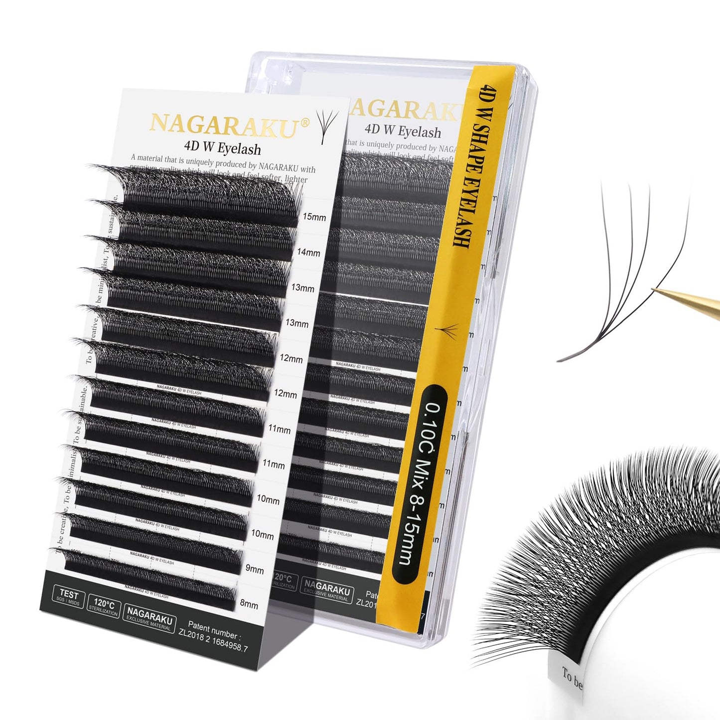 Nagaraku W Shape Eyelash Extension 4D Volumecluster Premade Fans Eye Lashes Faux Mink Matte Black Easy Fanning False Eyelashes (