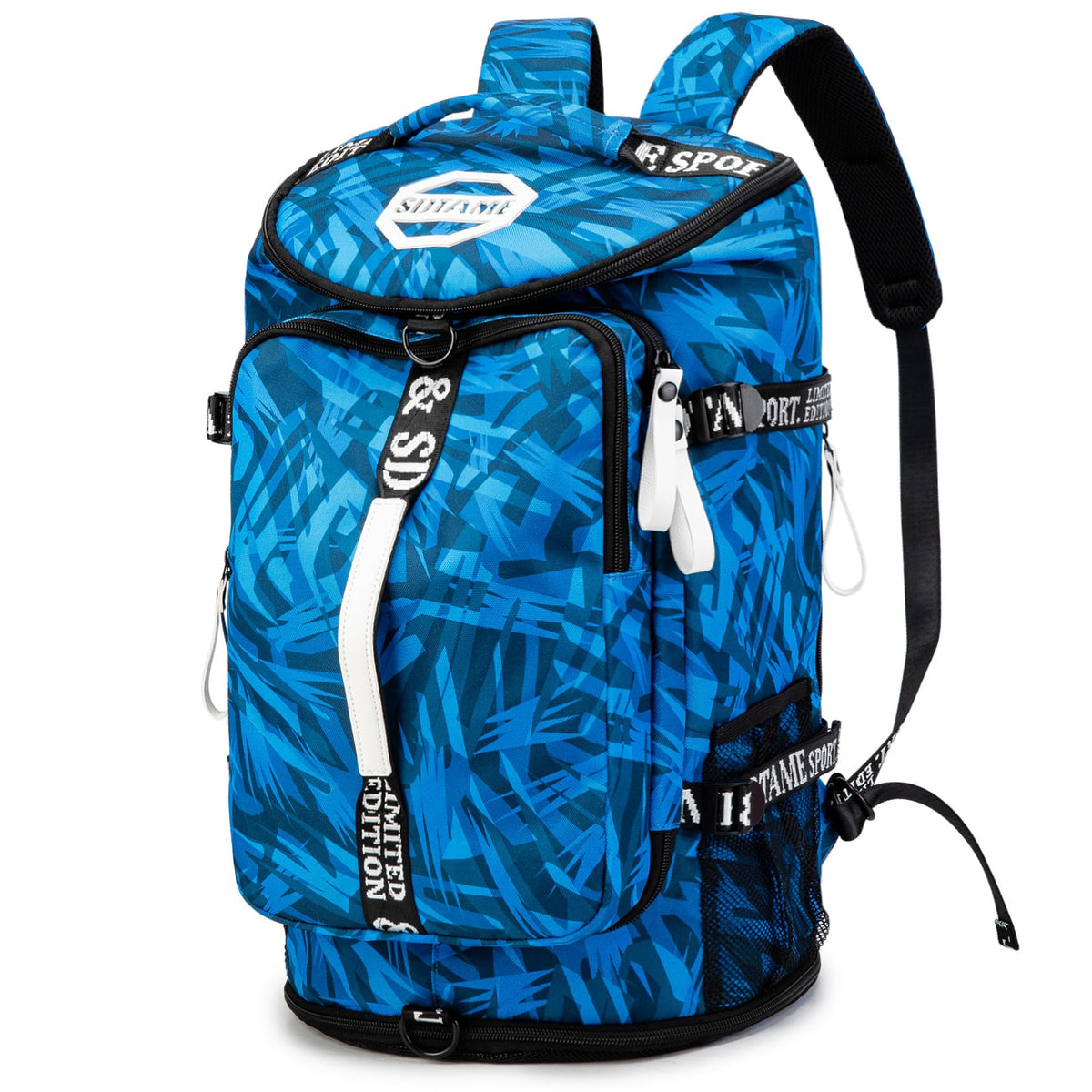 SDTAME Gym Duffel Backpack with Shoe Pocket & Laptop Sleeve - color: Blue