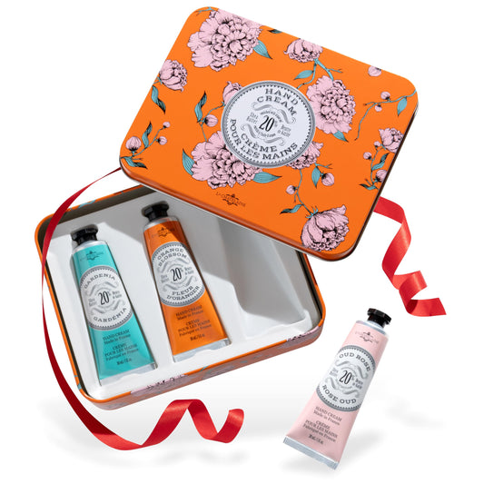 La Chatelaine Hand Cream Trio Tin, Gifts For Mom, Natural Hand Lotion Gift Set, Made In France With 20% Organic Shea Butter, Nou