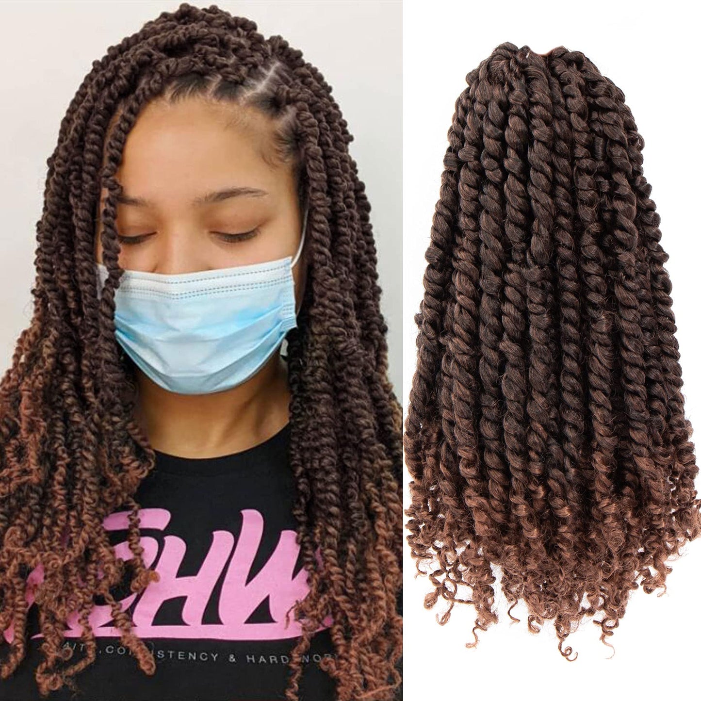 Fulcrum Passion Twist Crochet Hair 14 Inch, 8 Packs Pre Looped Passion Twist Hair, Pre-Twisted Passion Twist Crochet Hair For Bl