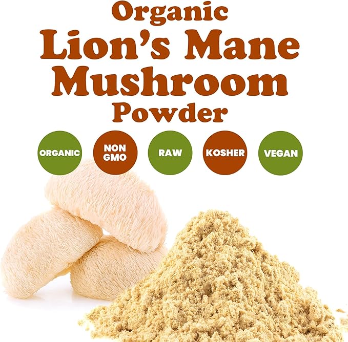 Food to Live - Organic Lion's Mane Mushroom Powder, 8 Ounces - Elevate Your Brain Wellness with Premium, Non-GMO, Natural, and Vegan Superfood to Better Focus