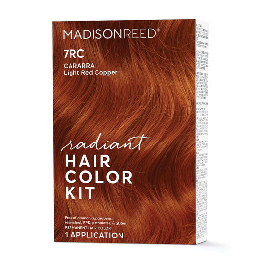 Madison Reed Radiant Hair Color Kit, Light Red Copper For 100% Gray Coverage, Ammonia-Free, 7Rc Carrara Crimson, Permanent Hair